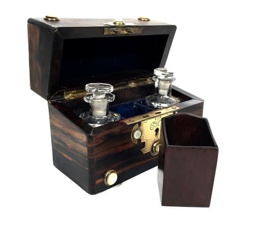 Antique Victorian Wooden Coromandel Ladies Perfume Box / Holder / Bottles